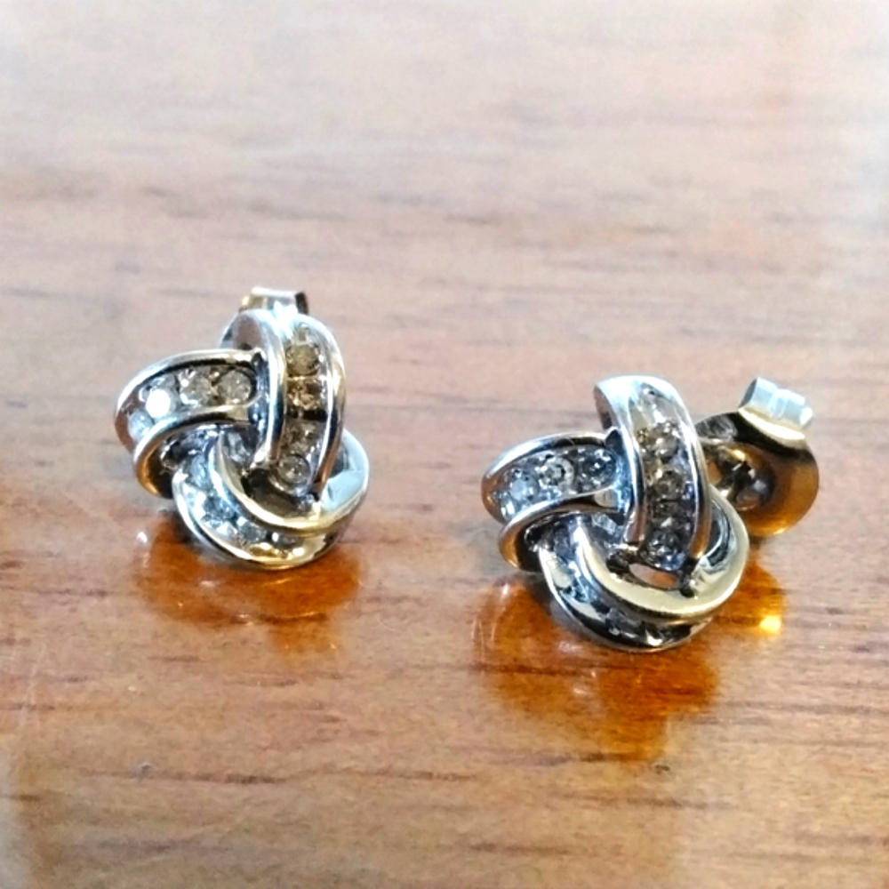DIAMOND EARRINGS, 14K WHITE GOLD, Real Gold, Lovely Gift for any occasion - Picture 2 of 5